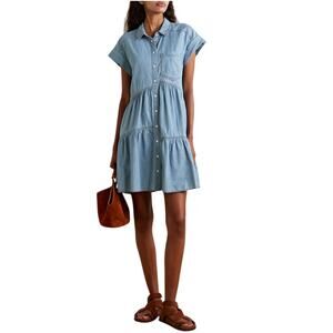Veronica Beard Tiered Mid Denim Harrow Mini Size 2 Dress